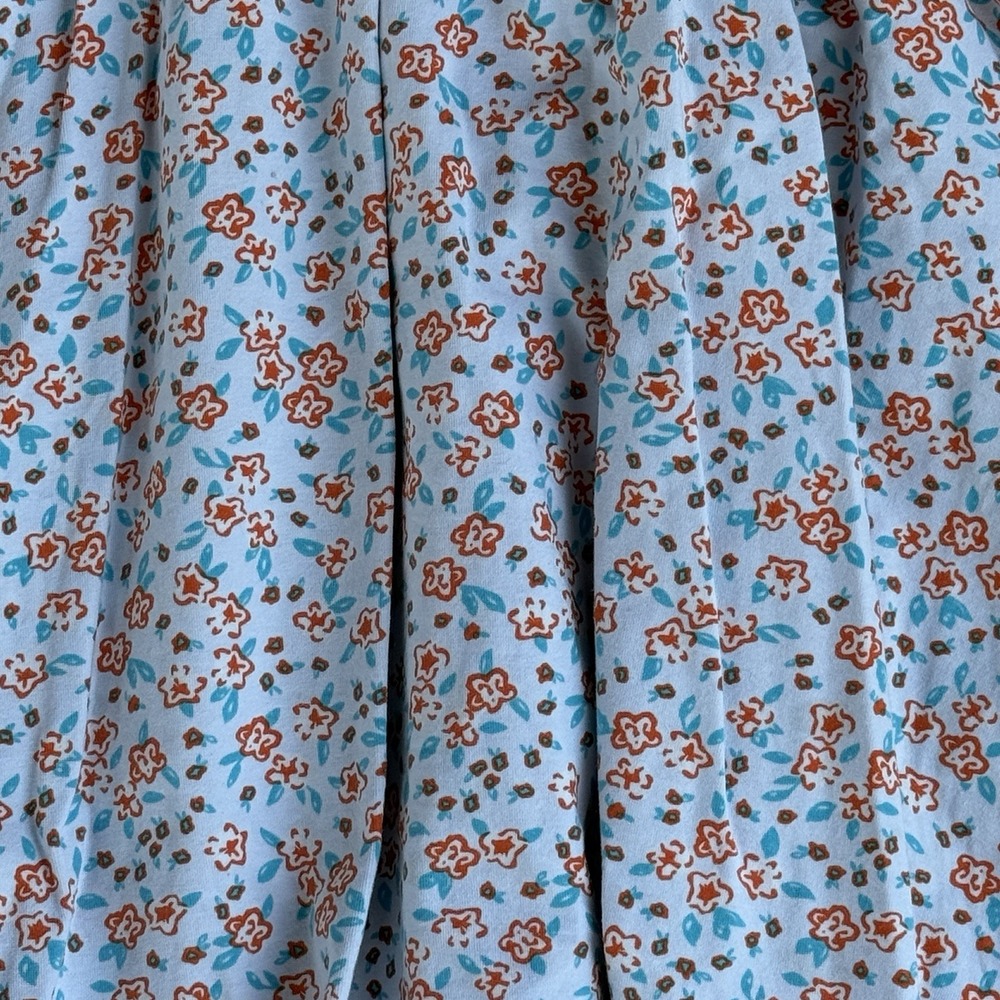 Alice + Ames Girls Dress Size 10 Floral Print Short Sleeve Cotton Spandex Teal - Picture 2 of 4